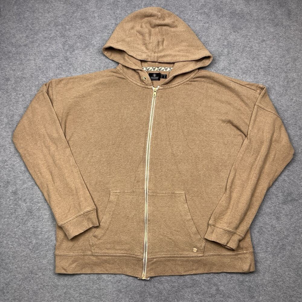 Volcom‎ lived in lounge hooded fleece sweatshirt brown size medium